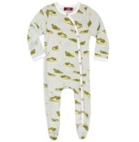 37113 - Milkbarn Kids Bamboo Footed Romper in the Leapfrog Print