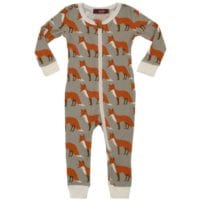 38059 - Milkbarn Kids Zipper Pajama in the Orange Fox Print