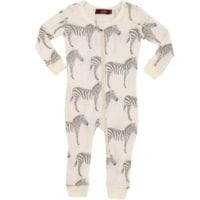 38083 - Milkbarn Kids Zipper Pajama in the Grey Zebra Print