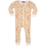 Milkbarn Kids Organic Cotton Zipper Pajama or PJs in the Grapefruit Print