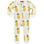 Milkbarn Kids Organic Cotton Zipper Pajama or PJs in the Pear Print