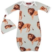 71097 - Milkbarn Kids Bamboo Gown and Hat Set in the Lion print