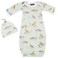 71102 - Milkbarn Kids Bamboo Gown and Hat Set in the Blue Bird Print