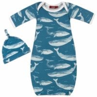 71104 - Milkbarn Kids Bamboo Gown and Hat Set in the Blue Whale Print