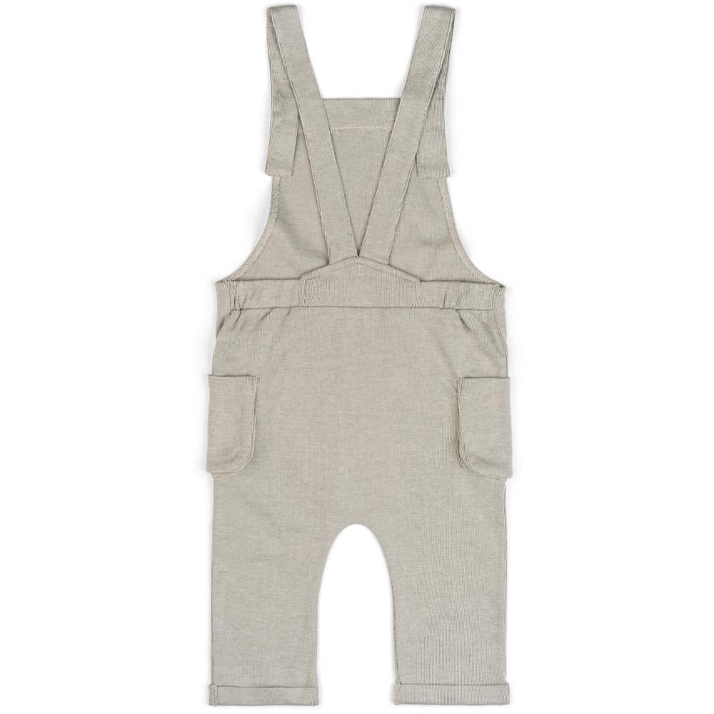 Baby or Child's Overalls in the Organic Cotton and Bamboo Blend Grey Pinstripe Fabric by Milkbarn Kids Backside