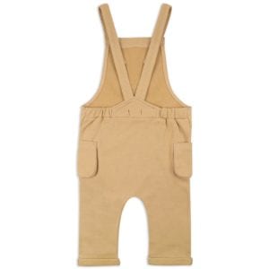 Baby or Child's Overalls in the Organic Cotton and Recycled Polyester Blend Rust Denim Fabric by Milkbarn Kids Backside