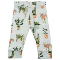 24103 - Bamboo Baby Legging or Lounge Pant in the Potted Plants and Succulents Print by Milkbarn Kids