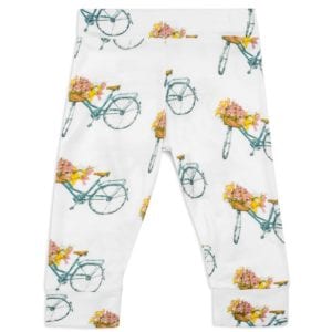 Bamboo Baby Legging or Lounge Pant in the Floral Bicycle Print by Milkbarn Kids