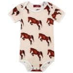 Organic Cotton Baby One Piece or Onesie in the Natural Horse or Stallion or Mare Print by Milkbarn Kids