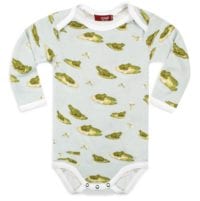 33113 - Bamboo Baby Long Sleeve One Piece or Onesie in the Leapfrog Print by Milkbarn Kids