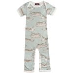 Milkbarn Kids Bamboo Romper Jumpsuit in the Blue Ships or Boats Print