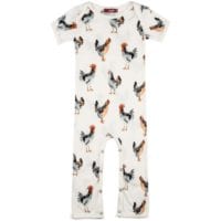 35099 - Organic Cotton Romper or Jumpsuit in the Chicken and Rooster Print by Milkbarn Kids