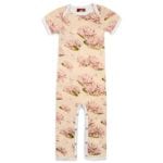 Bamboo Baby Romper Jumpsuit in the Water Lily Print by Milkbarn Kids