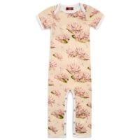35112 - Bamboo Baby Romper Jumpsuit in the Water Lily Print by Milkbarn Kids