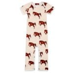 Organic Cotton Baby Romper Jumpsuit in the Horse or Stallion or Mare Print by Milkbarn Kids