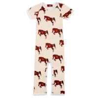 35114 - Organic Cotton Baby Romper Jumpsuit in the Horse or Stallion or Mare Print by Milkbarn Kids