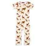 Organic Cotton Baby Romper Jumpsuit in the Natural Dog Print by Milkbarn Kids