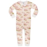 38112 - Bamboo Baby Zipper Pajamas or PJs in the Water Lily Print by Milkbarn Kids