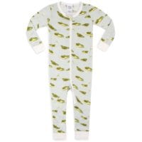 38113 - Bamboo Baby Zipper Pajamas or PJs in the Leapfrog Print by Milkbarn Kids