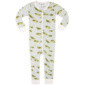 Bamboo Baby Zipper Pajamas or PJs in the Leapfrog Print by Milkbarn Kids