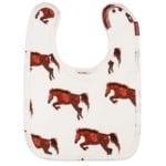 Organic Cotton Traditional Bib in the Natural Horse or Stallion or Mare Print by Milkbarn Kids