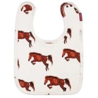 42114 - Organic Cotton Traditional Bib in the Natural Horse or Stallion or Mare Print by Milkbarn Kids
