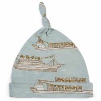 43091 - Bamboo Baby Knotted Hat or Beanie in the Blue Ships and Boats Print by Milkbarn Kids