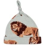 Bamboo Baby Knotted Hat or Beanie in the Lion Wildlife Print by Milkbarn Kids