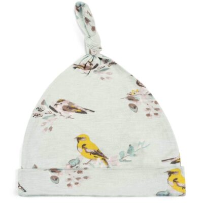 Bamboo Baby Knotted Hat or Beanie in the Blue Bird Print by Milkbarn Kids