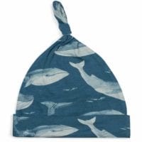 43104 - Bamboo Baby Knotted Hat or Beanie in the Blue Whale Ocean Print by Milkbarn Kids