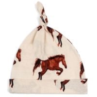 43114 - Organic Cotton Baby Knotted Hat in the Natural Horse or Stallion or Mare Print by Milkbarn Kids