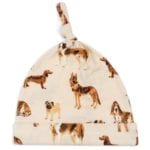 Organic Baby Knotted Hat or Beanie in the Natural Dog Print by Milkbarn Kids