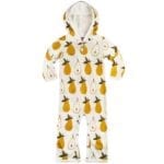 Organic Cotton Baby Hooded Romper or Jumpsuit in the Pear Print by Milkbarn Kids