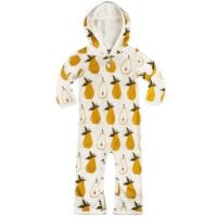 36090 - Organic Cotton Baby Hooded Romper or Jumpsuit in the Pear Print by Milkbarn Kids