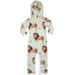 Milkbarn Kids Bamboo Baby Hooded Romper or Jumpsuit in the Lion Print