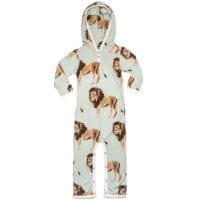 36097 - Milkbarn Kids Bamboo Baby Hooded Romper or Jumpsuit in the Lion Print