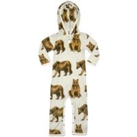 36098 - Bamboo Baby Hooded Romper or Jumpsuit in the Bear Print by Milkbarn Kids