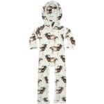 Organic Cotton Baby Hooded Romper or Jumpsuit in the Goat Print by Milkbarn Kids