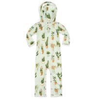 36103 - Bamboo Baby Hooded Romper or Jumprsuit in the Potted Plants Print by Milkbarn Kids