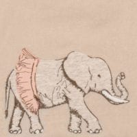 47071 - Tutu Elephant Detail of the Organic Applique Linen Bib by Milkbarn Kids