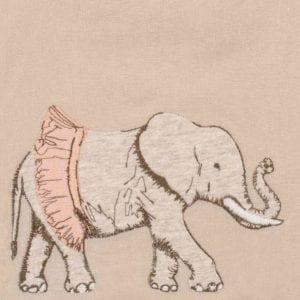 Tutu Elephant Detail of the Organic Applique Linen Bib by Milkbarn Kids