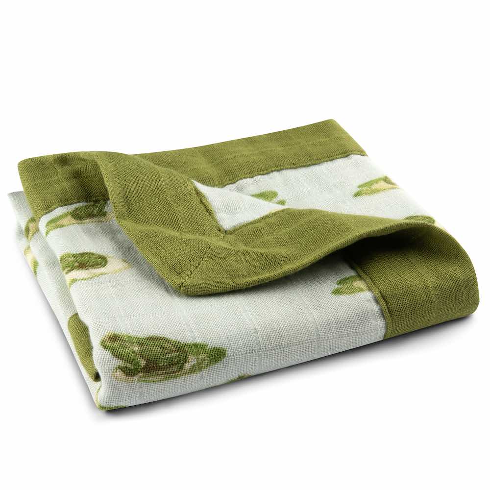 Leapfrog Mini Lovey Organic Cotton and Bamboo Security Blanket by Milkbarn Kids Folded