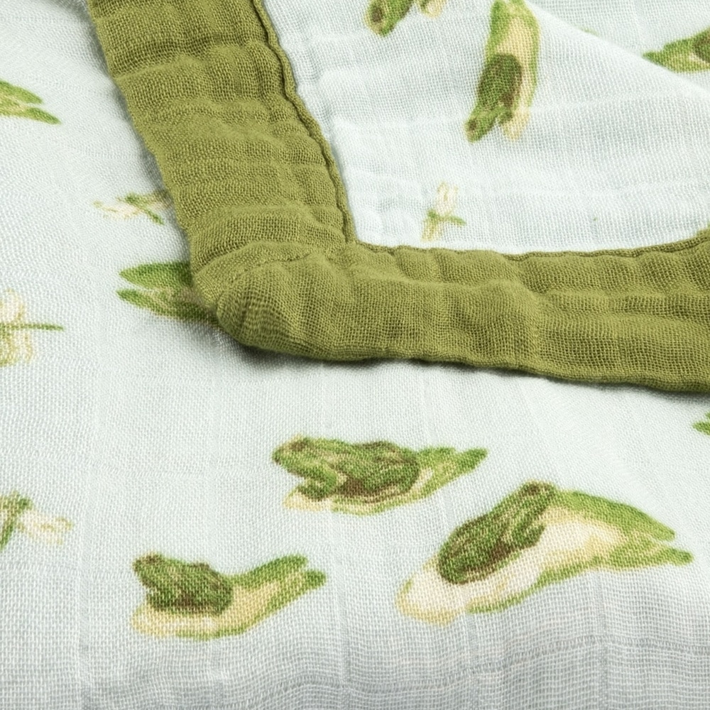 Leapfrog Big Lovey Muslin Blanket Folded Detail by Milkbarn Kids