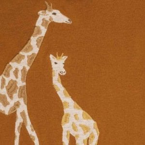 Orange Giraffe Organic Cotton Applique One Piece Detail by Milkbarn Kids