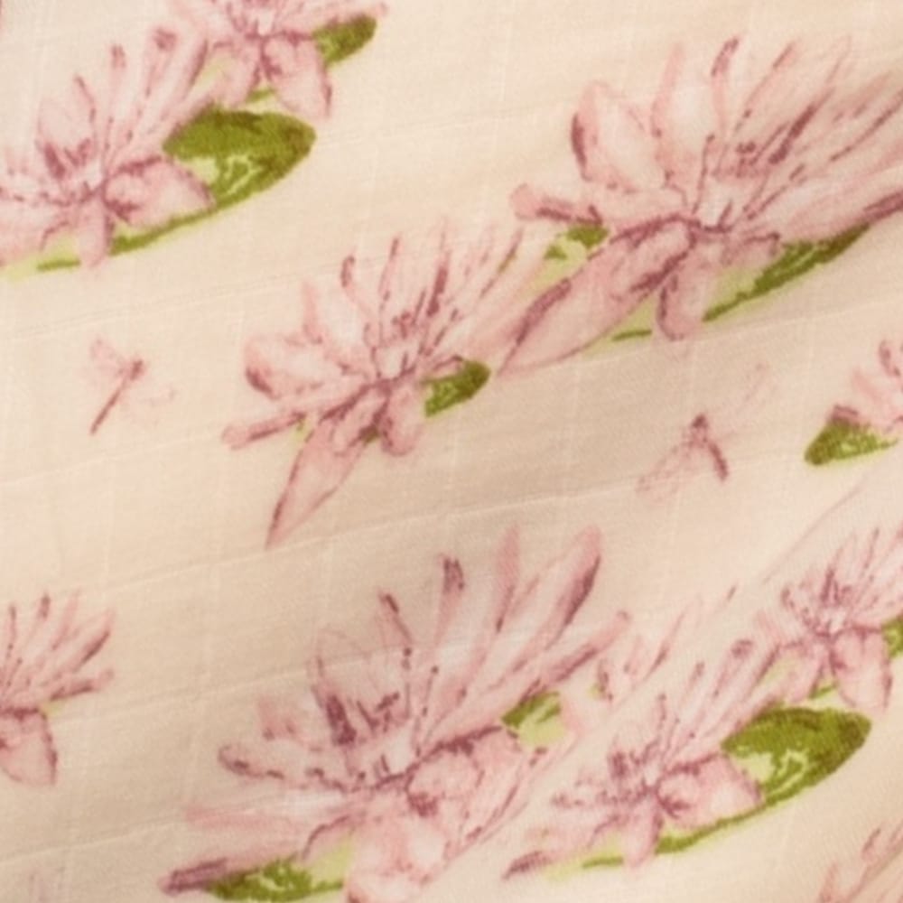 Water Lily Big Lovey Muslin Blanket Unfolded Detail by Milkbarn Kids