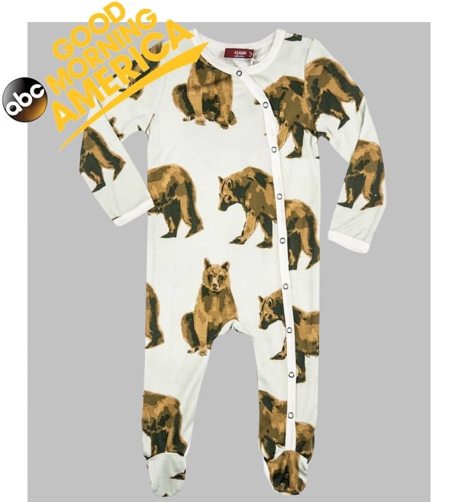 Good Morning America Features the Bamboo Footed Bear Romper as A Best Item to Take to Leave the Hospital with a Newborn.