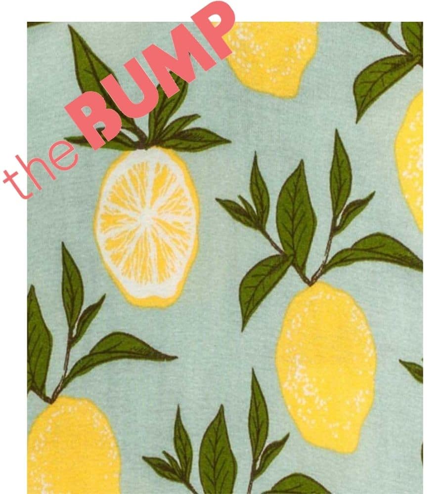The Bump Features the Milkbarn Organic Cotton One Piece in the Lemon Print.