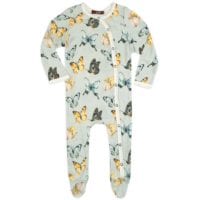 37117 - Butterfly Bamboo Footed Romper by Milkbarn Kids