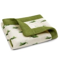 65120 - Grasshopper Organic Cotton Muslin Mini Lovey Blanket by Milkbarn Kids Folded