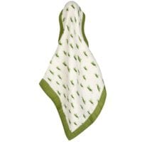 65120_2 - Grasshopper Organic Cotton Muslin Mini Lovey Blanket by Milkbarn Kids Unfolded